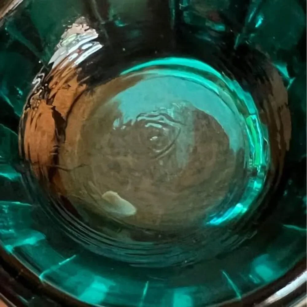 Yellow and Turquoise Mugs Shot Glasses by FEDERAL GLASS Company